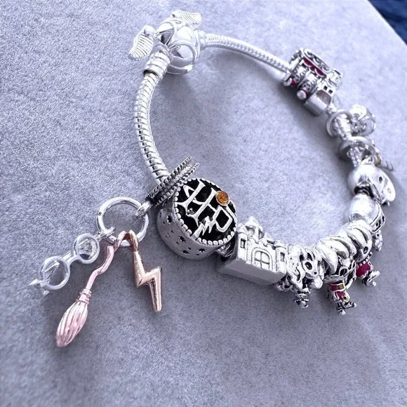 Harry Potter Charm Bracelet Hermione Ron Dobby Hogwarts Theme Pandora Bracelet - Picture 2 of 6